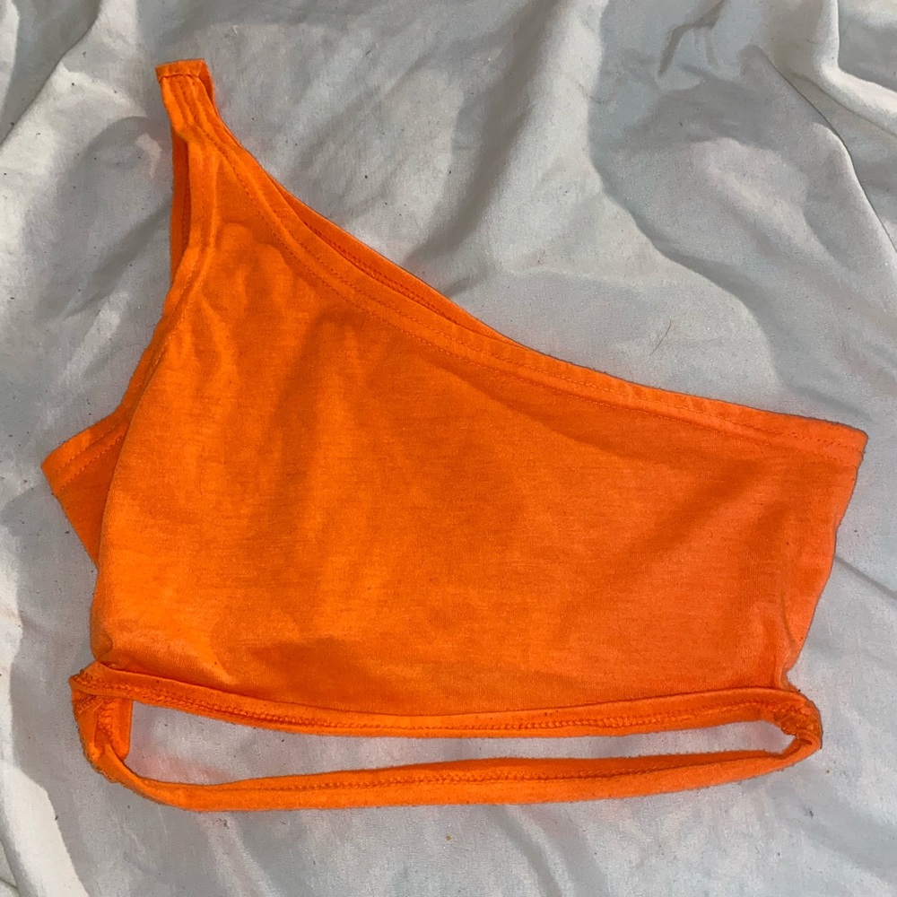 ORANGE ONE SHOULDER CUT OUT TANK